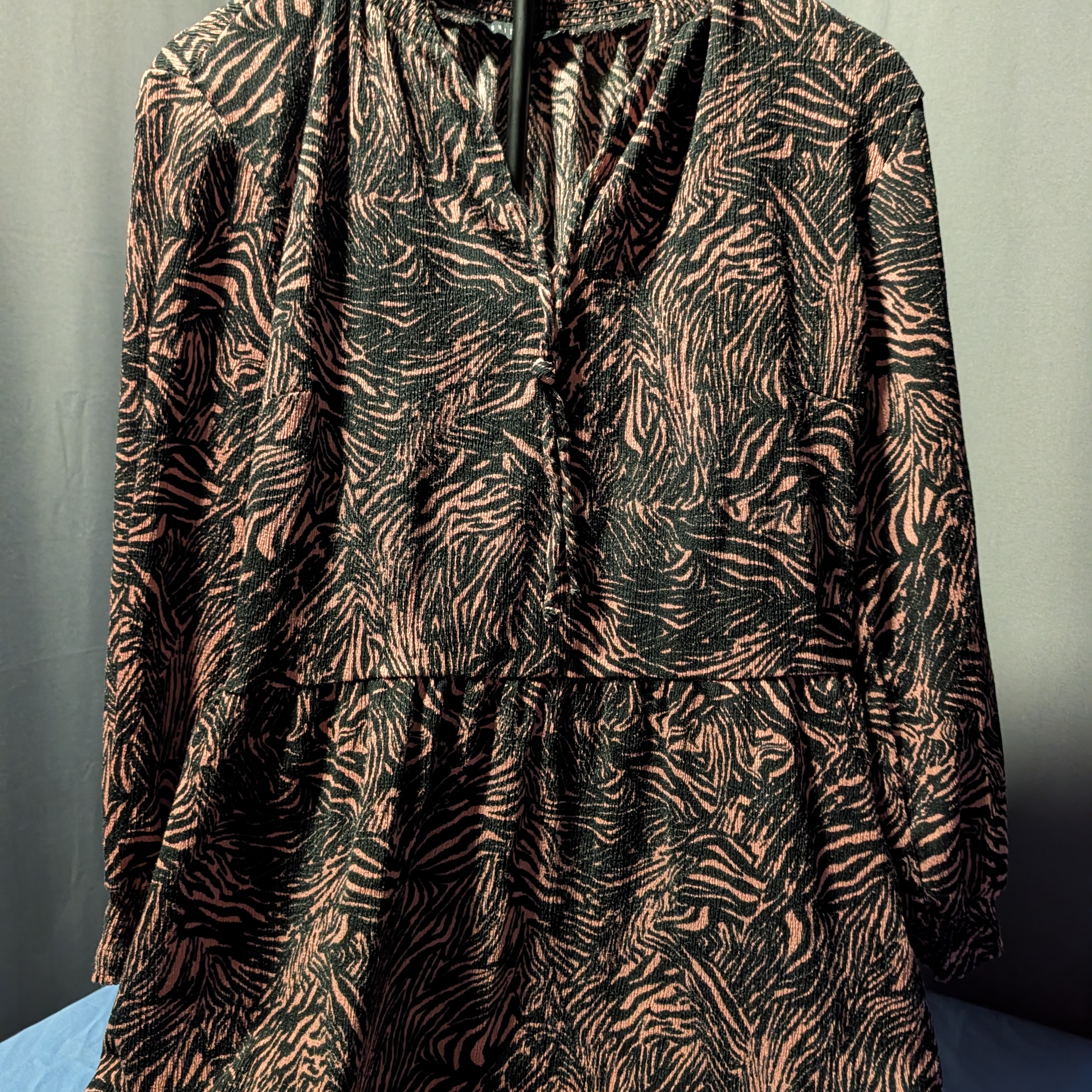 Women's Black And Pink Patterned Dress Mohito Brand Xl